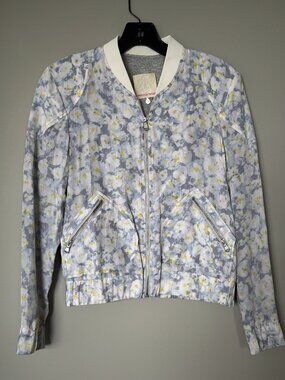 Rebecca Taylor 100% Silk Floral Bomber Jacket